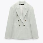 ZARA  WOMEN NEW DOUBLE BREASTED BLAZER LIGHT GREEN JACKET 7901/025 XS Photo 0