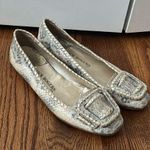 Jack Rogers  Belle Buckle Python Printed Leather Flats Size 9.5 Cream Python Photo 0