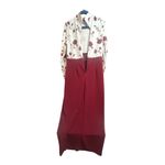SheIn Floral Long Sleeve Dress - Cream and Burgundy Photo 1