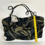 Forever 21 Satin Tropical Leaf Print Crop Top Green Black Strappy Size Large NWT Photo 5