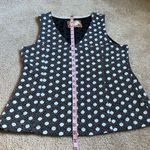 Maeve Anthropologie Black Jacquard Polka Dot V Neck Sophisticated Tank.   Size L Photo 4