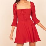 Reformation LouLou Smocked Mini Dress in Cherry Red Photo 1