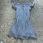 American Eagle Striped Ruffle Wrap Romper Blue White Medium Photo 4