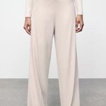 ZARA Full Length Trousers with Cutout Opening in Ecru Off White Photo 0
