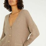 Sanctuary NWT Women’s Ribbed Cardigan Sweater Front Pockets Heather Truffle L Photo 0
