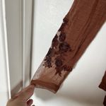 Free People  Saheli Embroidered Mesh Top Brown Sz S Brown Tunic Boho Cowboy Photo 6