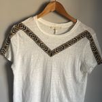 Maje  Toblo Embroidered-trim Linen T-shirt In Ecru medium Photo 4