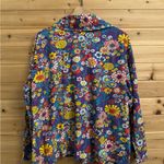 Vintage 70s Retro Floral Size Large Pullover Quarter Zip Deadstock Hippie Disco Purple Photo 7