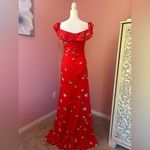 Flynn Skye  romantic flowy bohemian long red floral ruffled dress NWT size SM Photo 1