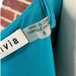 Alice + Olivia  Fallon Ruched Sleeveless Gown Womens 8 Teal Event HoCo Gala Guest Photo 3