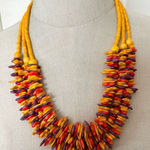 Orange yellow and purple beaded multi strand necklace Photo 0