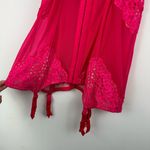 Victoria's Secret Victoria’s Secret Hot Pink Lace Mesh Corset Teddy Sz 36C Garter Straps Cutout Photo 13