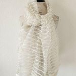 Charter Club  Sheer White Striped Silk Wide Wrap Scarf Photo 0