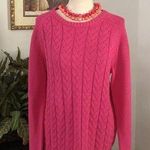 Lands' End Lend’s End Drifter Hot Pink Sweater Large 14/16 Long Sleeve Pullover Round Neck Photo 0