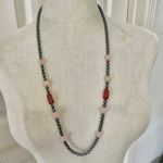 Hematite, Rose Quartz & Carnelian Gemstone Beaded Necklace Photo 0