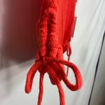 SO NEW  women’s‎ bright orange ribbed high neck tied cinched sides cropped top L Photo 2