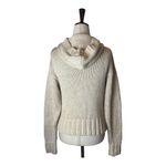 Soft Surroundings  Beige Cotton Button Front Hooded Knit‎ Pullover Sweater Size S Photo 2