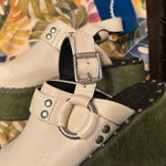 Farm Rio  Leather Ivory Sling Back Harness Clog/Shoes(Size 6) Photo 9