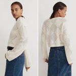 Madewell  Diamond-Stitch Crewneck Crop Sweater in Cream Photo 1