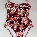 Emerald Red and White One Piece Swimwear Size Medium Red Photo 0