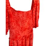 Betsey Johnson Maxi Dress Large Orange Palm Leaf Print Tropical Tiered Smocked Photo 1