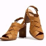 Madewell The Cindy Sandal 8.5 Stacked Heel Brown Leather Women's Chunky Boho Photo 0