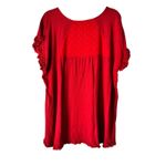 Umgee USA 1XL Red Linen Blend Top Fringe Detail Boho Blouse Women's Size 1X Photo 5
