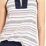 Athleta Coastal Dunes Multicolor Geometric Print Split Neck Tassel Tie Back Top Photo 0