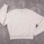 Athleta Cropped Boxy Crewneck Sweatshirt Women's XS Cream Long Sleeve Soft Photo 0