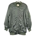 Cotton Candy LA Olive Green Satin Bomber Jacket Size L Photo 0