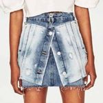 ZARA Women’s TRX IX’D Blogger Fave Distressed Denim Double Layer Mini Skirt Photo 1