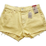 Levi's 501 Button Fly Jean Shorts Yellow Cut Off Hem Size 32 NWT Photo 0