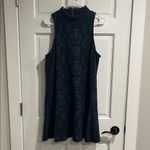 Free People Amelia Blue Damask Pattern 60s Style Drop Waist Mini Dress Size L Photo 2