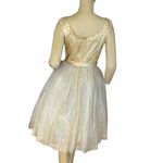VINTAGE 1960’S CREAM SEQUINED FULL TULLE & SATIN SKIRT PARTY DRESS (S) Photo 3