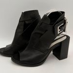 ZARA  Women's Black Leather Open Toe Ankle Buckle Heels Size 37 / 6.5 Photo 4