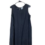 Vintage Linen Blend Black Maxi Dress Embroidered Pineapple Flowers Size 16 Photo 1