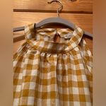 Gingham mock neck halter swing dress. Size large. Gold Photo 2