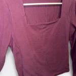 EXPRESS fitted ribbed square neck long-sleeve top in a burgundy Photo 2