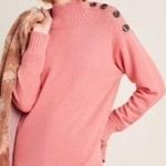 Anthropologie Margarita Pink Button Mock Neck Long Sleeve Tunic Sweater Size M Photo 0