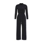 A.P.C. Justine Navy Corduroy Straight Leg Belted Long Sleeve Jumpsuit Size 2 Blue Photo 4