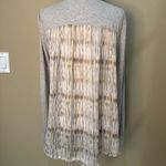 Anthropologie Sheer Chiffon Back Grey Striped Cardigan Sweater - size medium Photo 1