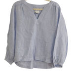 H by Halston  Light Blue 100% Linen V Neck Top Size Medium Photo 0