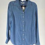 Current Air Stylish Button-Up Denim Shirt with Studded Collar Photo 0