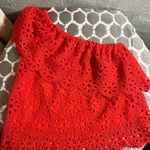 Jack by BB Dakota Women’s One Shoulder top by Red Ruffled Puff Sleeve Top Photo 0