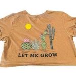 Women’s Juniors Tan Cropped Boho Western Cactus Graphic Tee Let Me Grow Size M Size M Photo 0