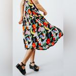 Nooworks Naomi Dress Party Print Rayon Midi Multicolor Small EUC Photo 8
