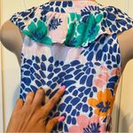 Oliphant L Silk cotton Blend ruffle v neck maxi dress floral multicolor ALTERED Blue Size L Photo 13