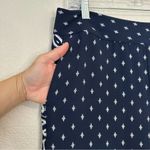 CAbi Paisley Track Star Navy Blue White Wide Leg Casual Pants Photo 3