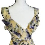 Free People The‎ Vintage Shop Dress Yellow Floral Tie Front Mini Wrap Dress Open Back Small Photo 4
