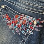 Wrangler Rock 47 by Wings Embroidered Ultra Low Rise Bootcut Jeans Sz 7/8 Photo 4